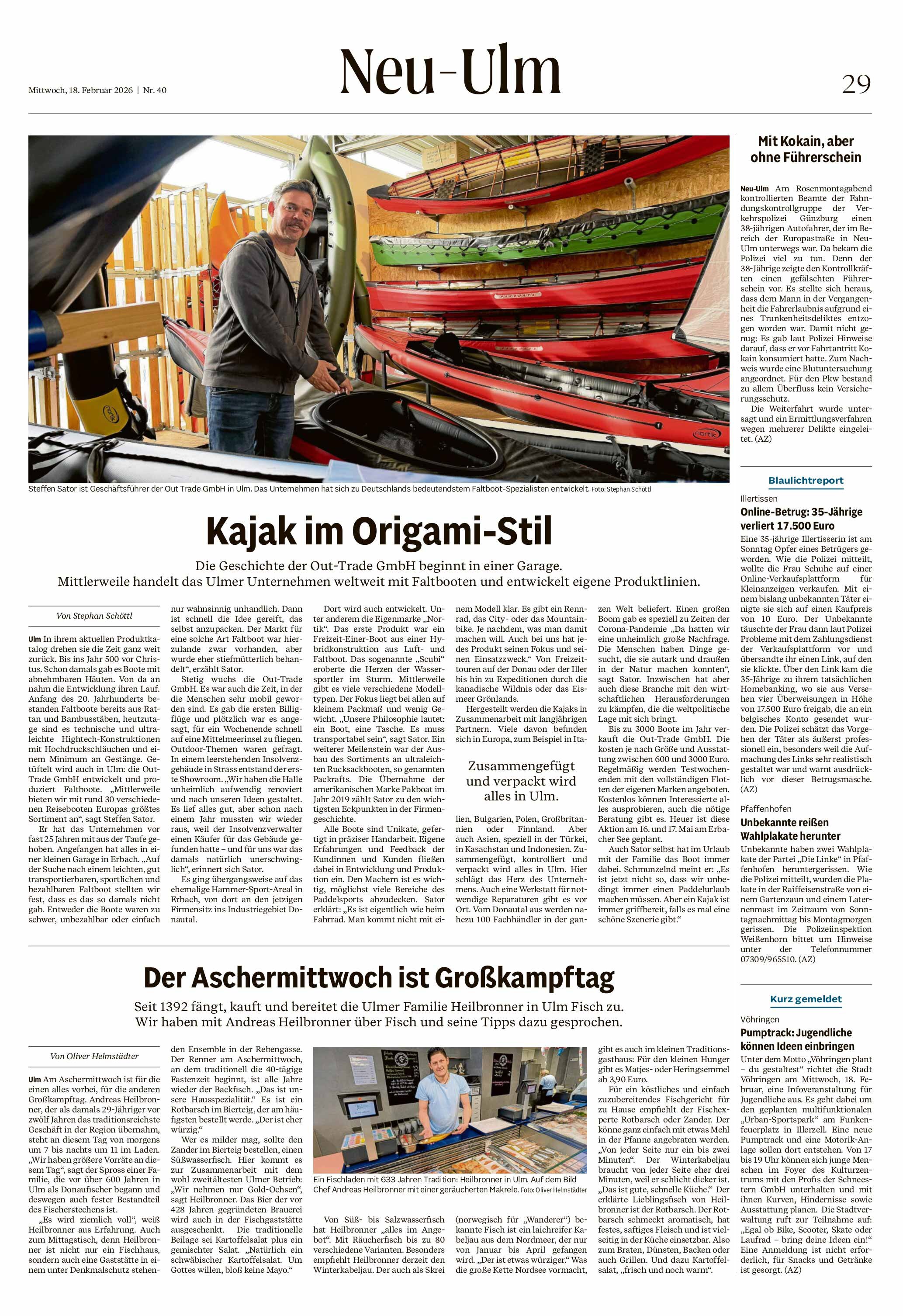 Kajak im Origami-Stil | Unternehmensportrait - Neu-Ulmer Zeitung