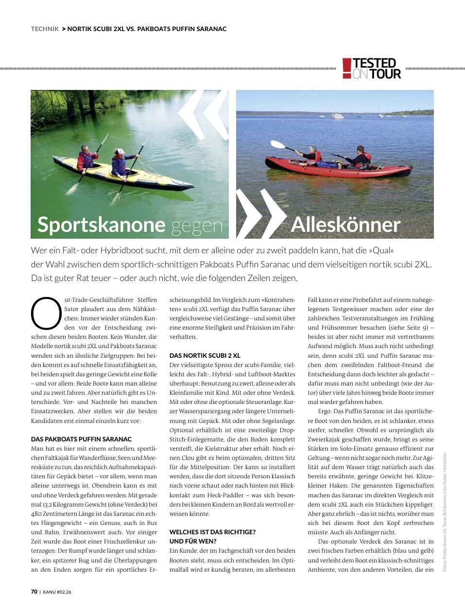 scubi 2 XL vs. Puffin Saranac im Test | KANU Magazin